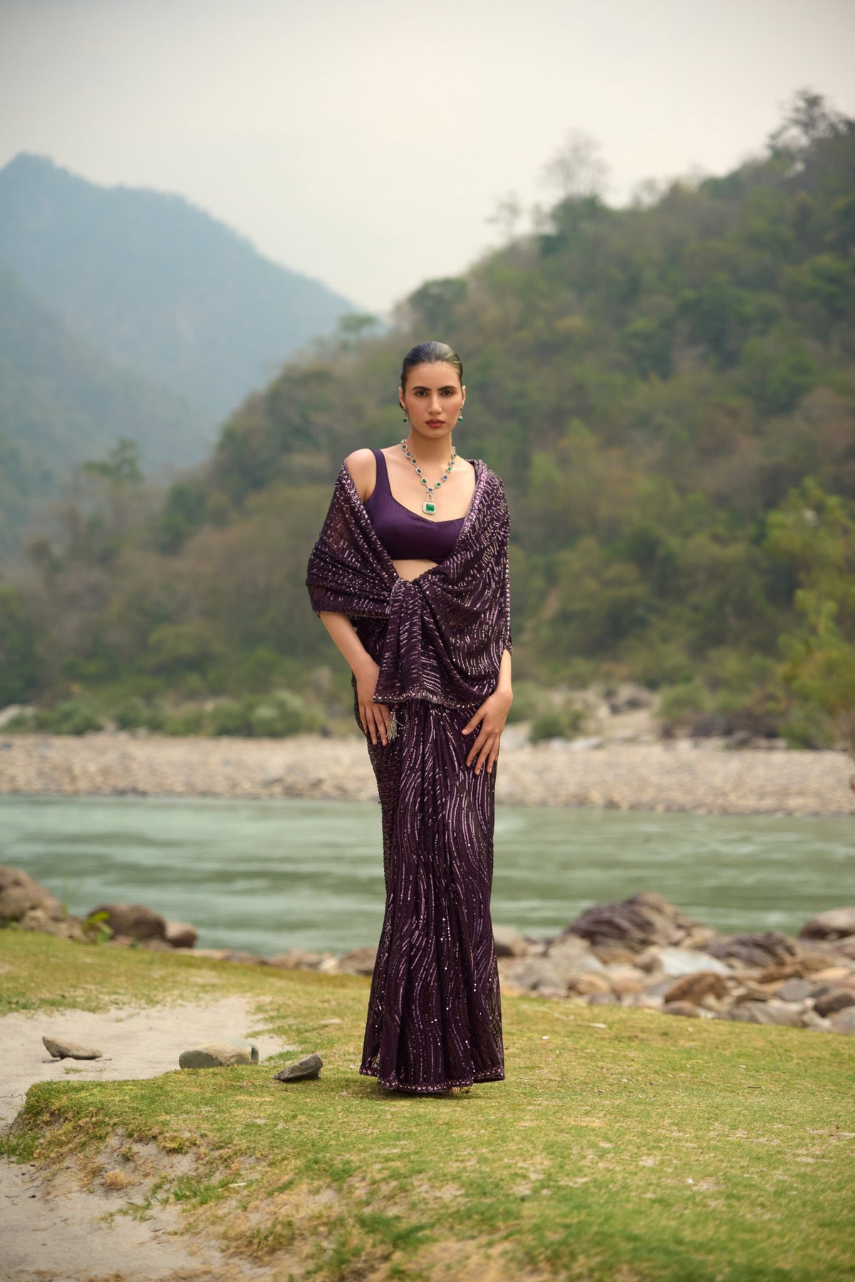 Amethyst Glow Saree Set