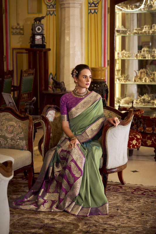 Banarasi Silk with Golden Zari Grandeur