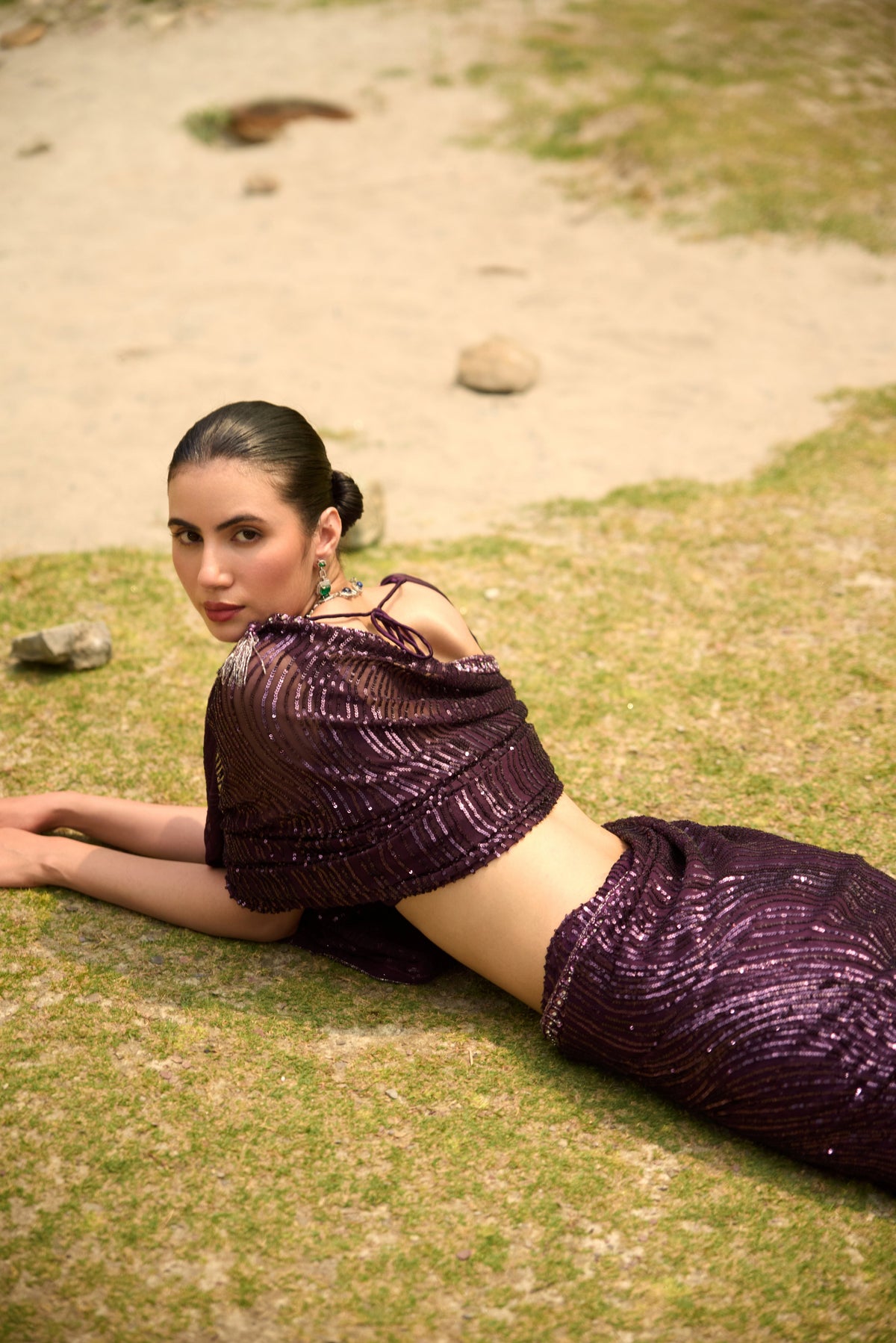 Amethyst Glow Saree Set