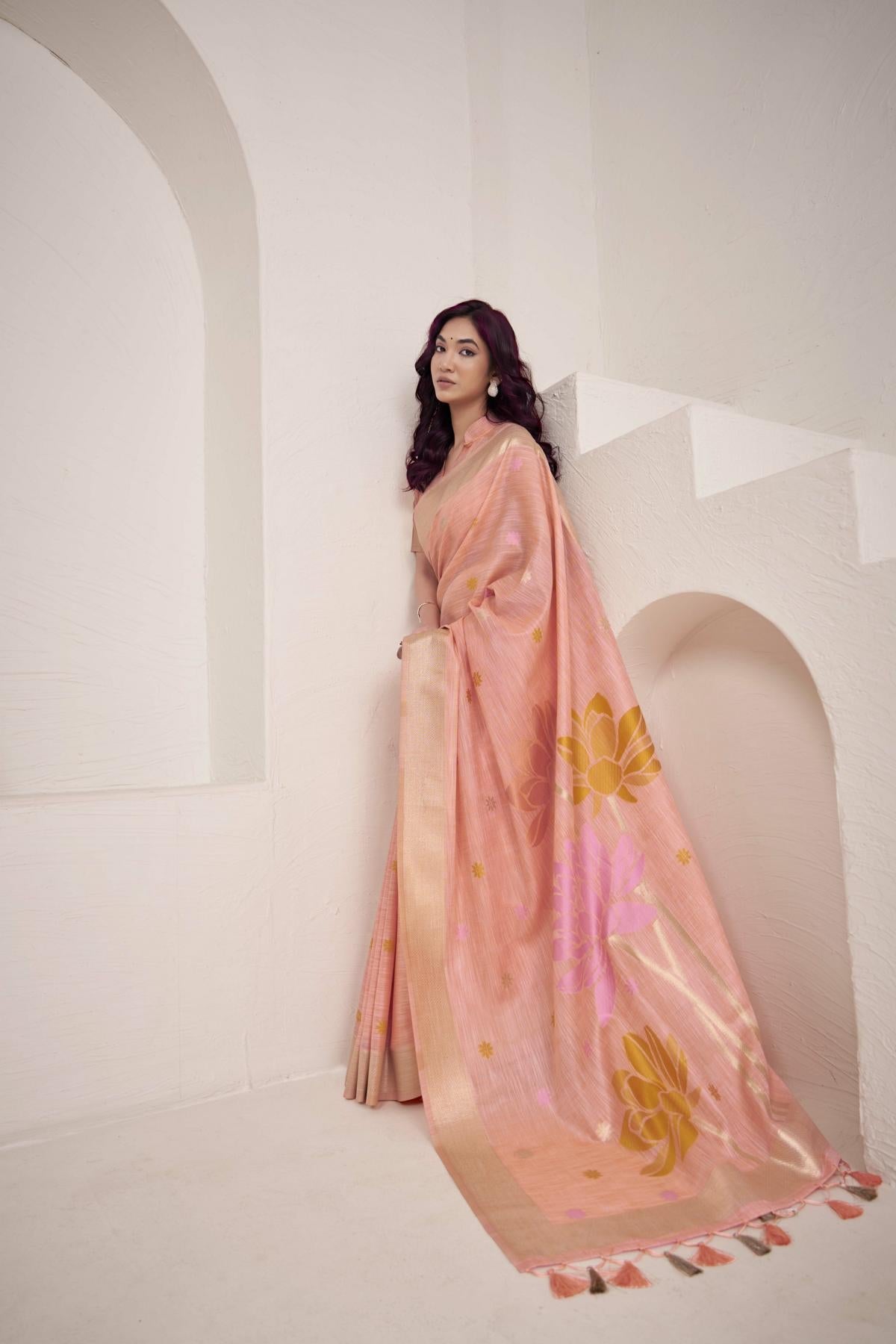 Woven Cotton Saree with Classic Zari Border