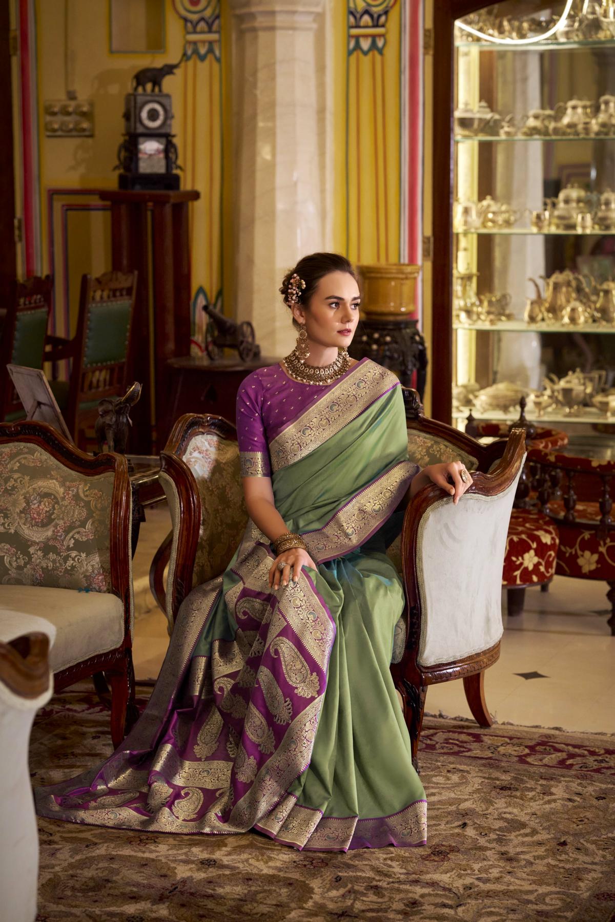 Banarasi Silk with Golden Zari Grandeur